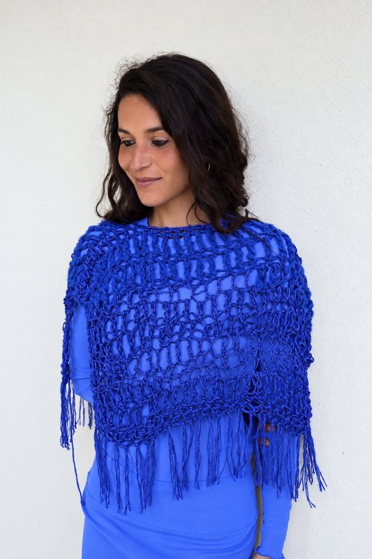 Poncho Nuvola Blu Cobalto