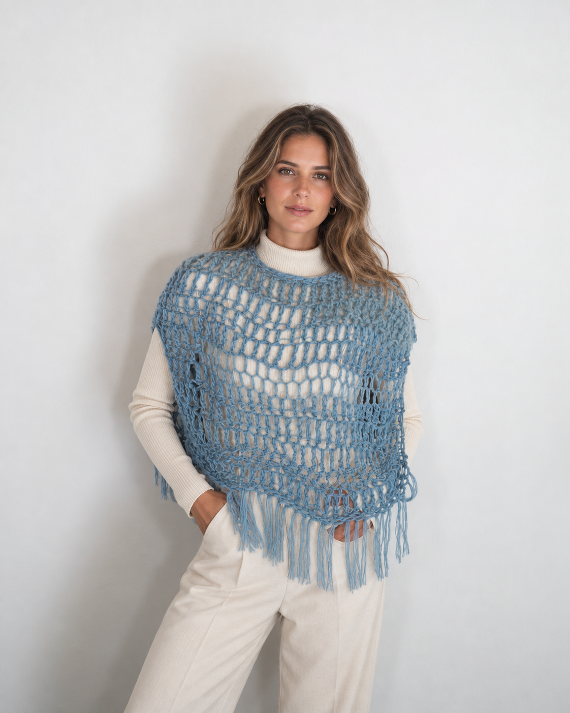 Poncho Nuvola  azzurro polvere