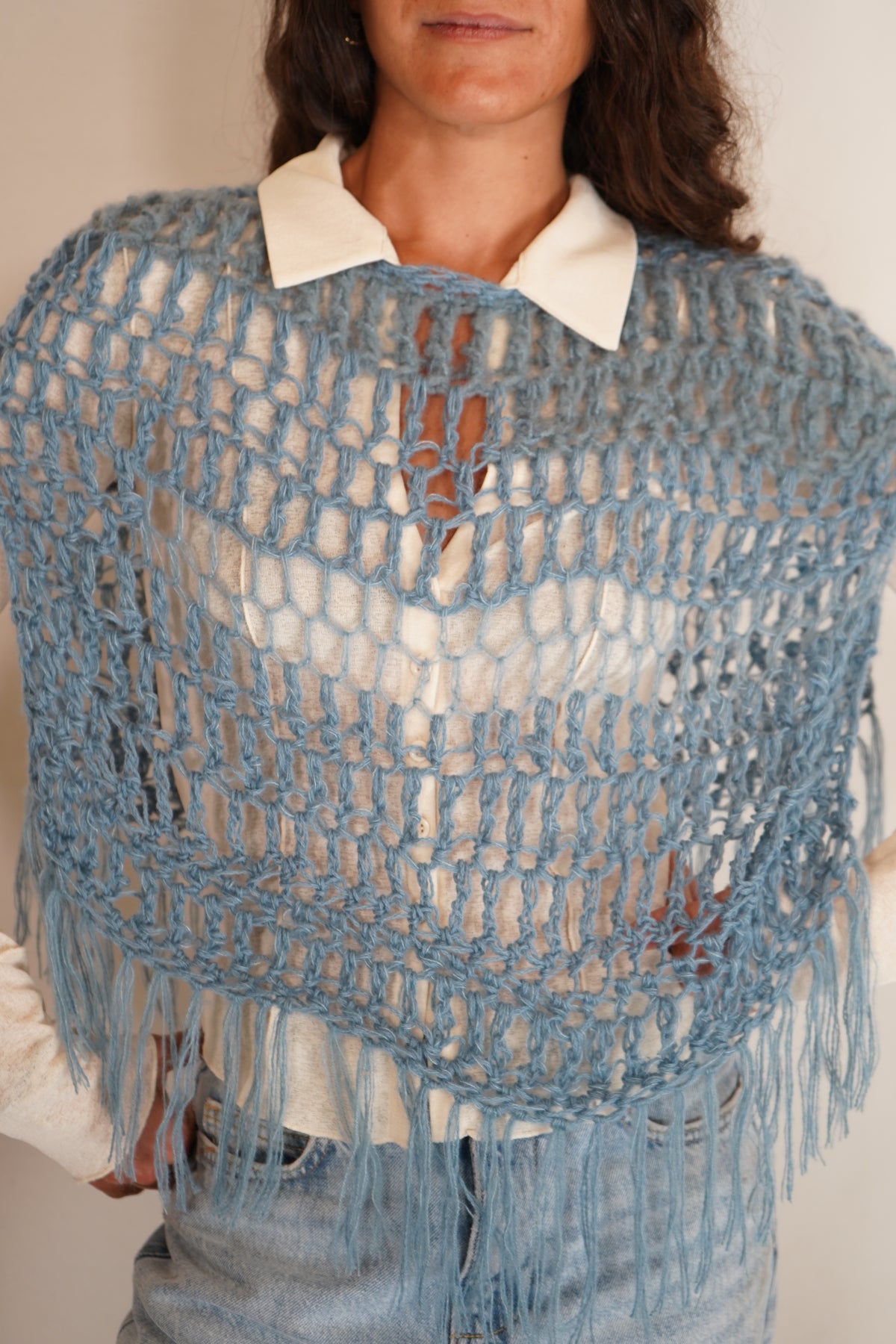 Poncho Nuvola  azzurro polvere