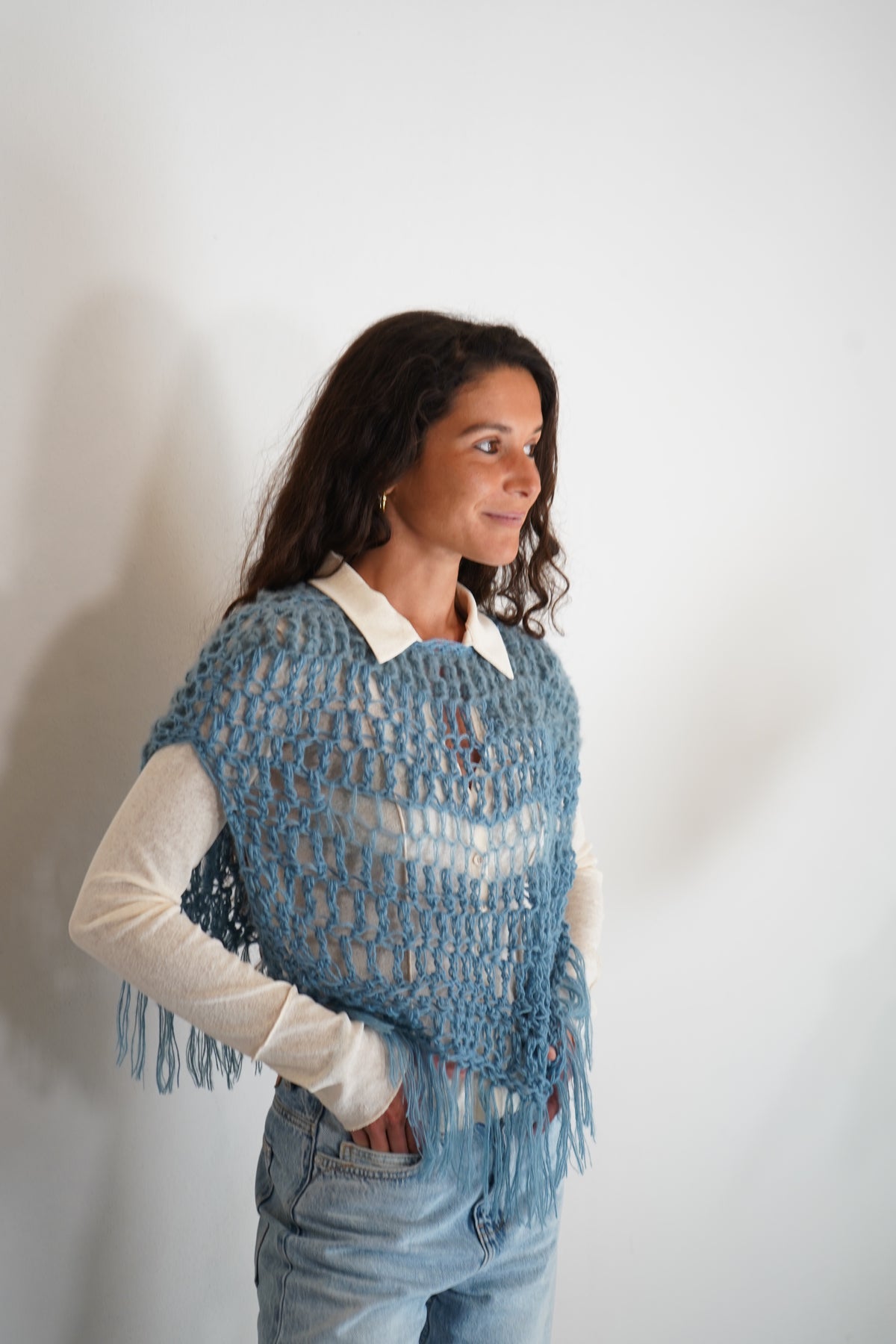 Poncho Nuvola  azzurro polvere