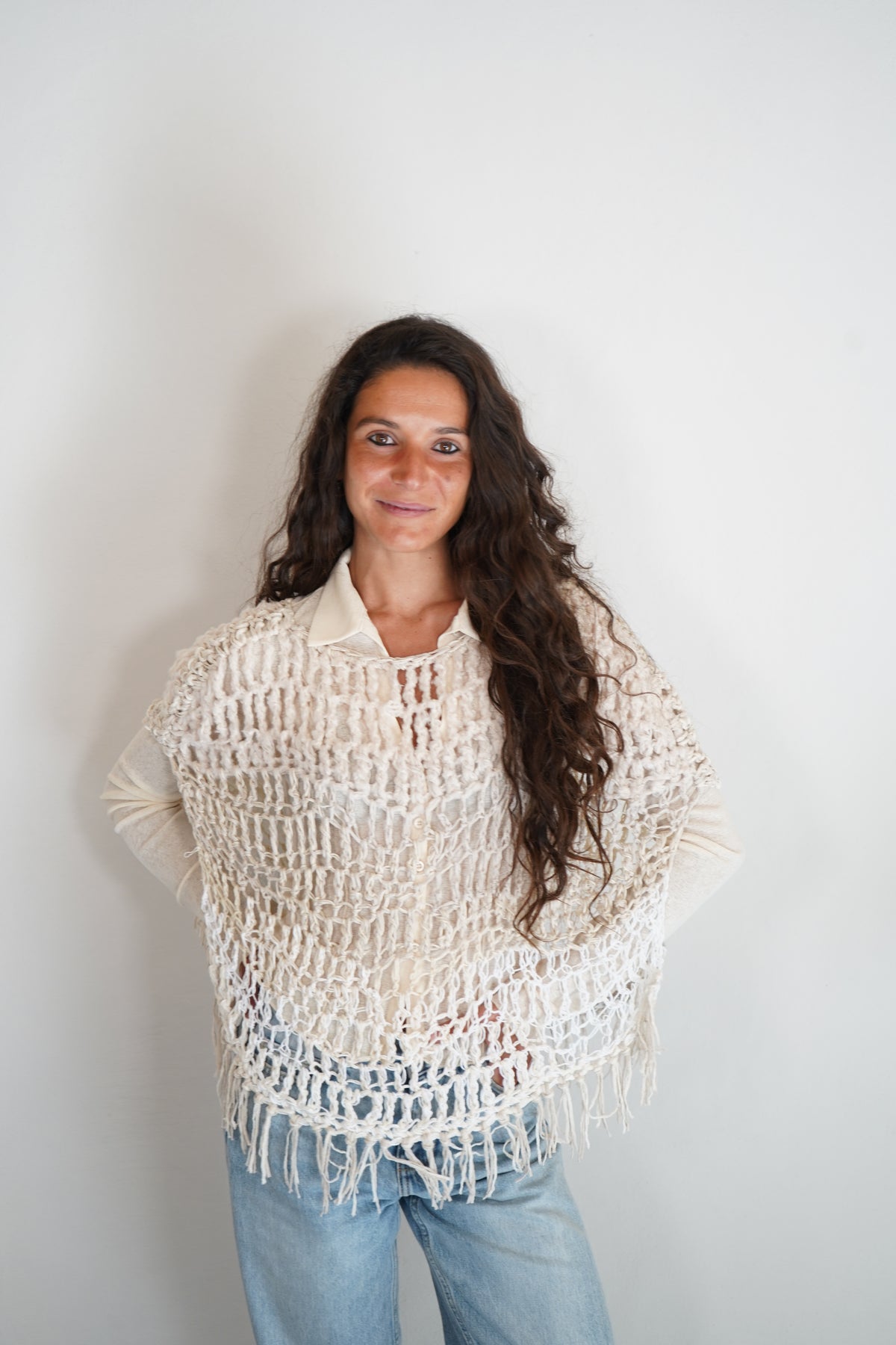 Poncho Nuvola avorio, bianco