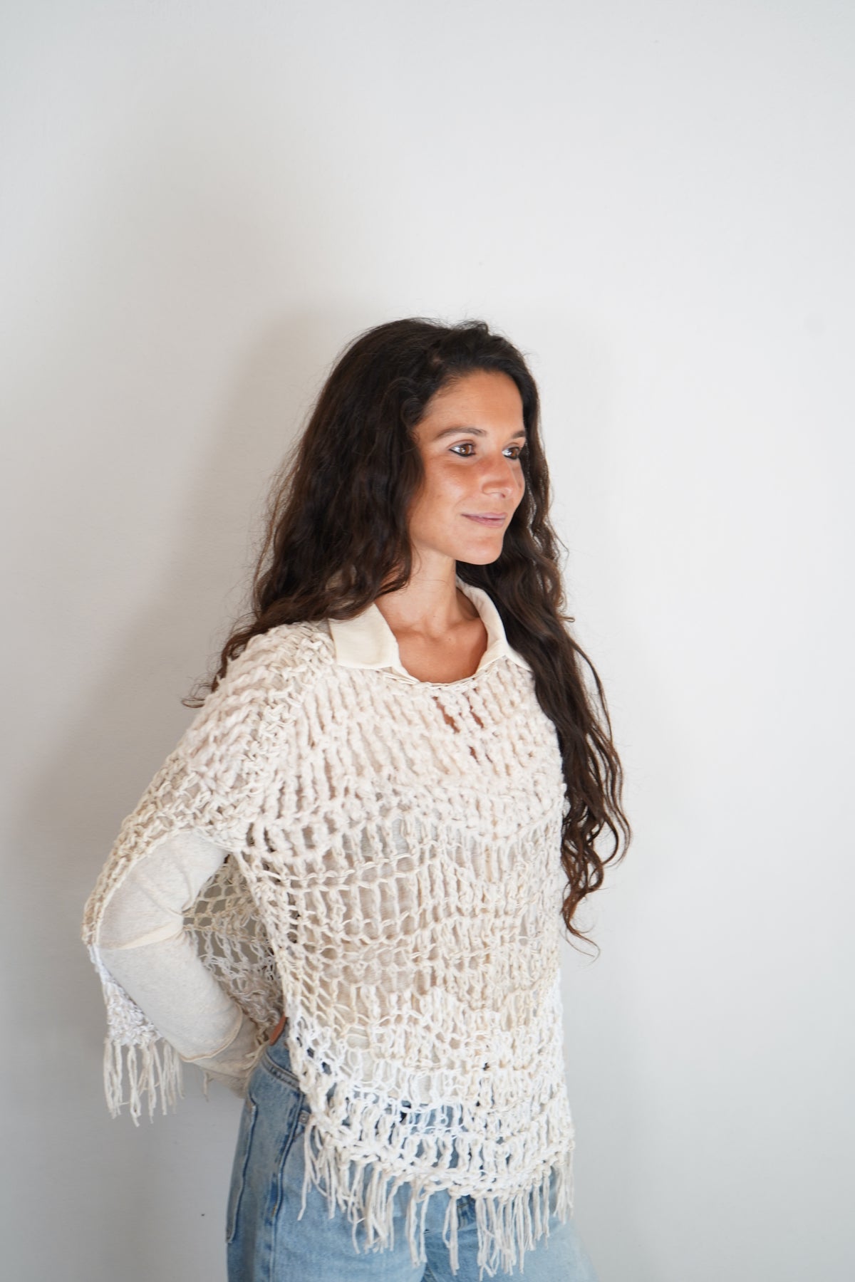 Poncho Nuvola avorio, bianco