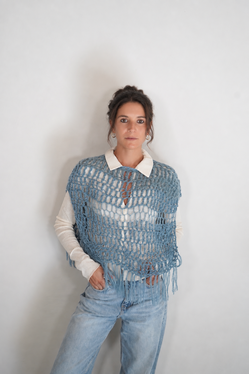Poncho Nuvola  azzurro polvere