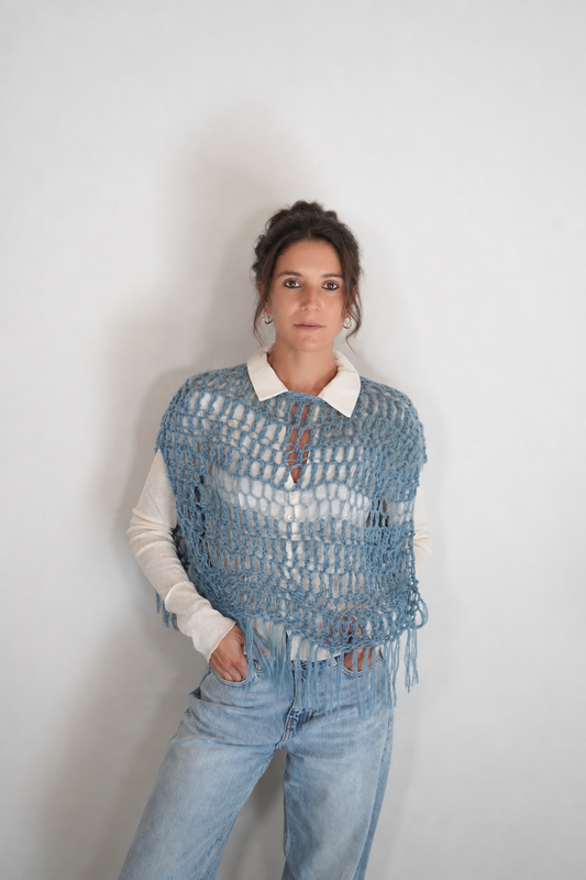 Poncho Nuvola  azzurro polvere
