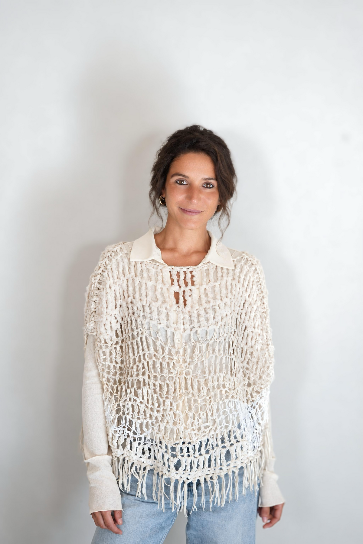 Poncho Nuvola avorio, bianco