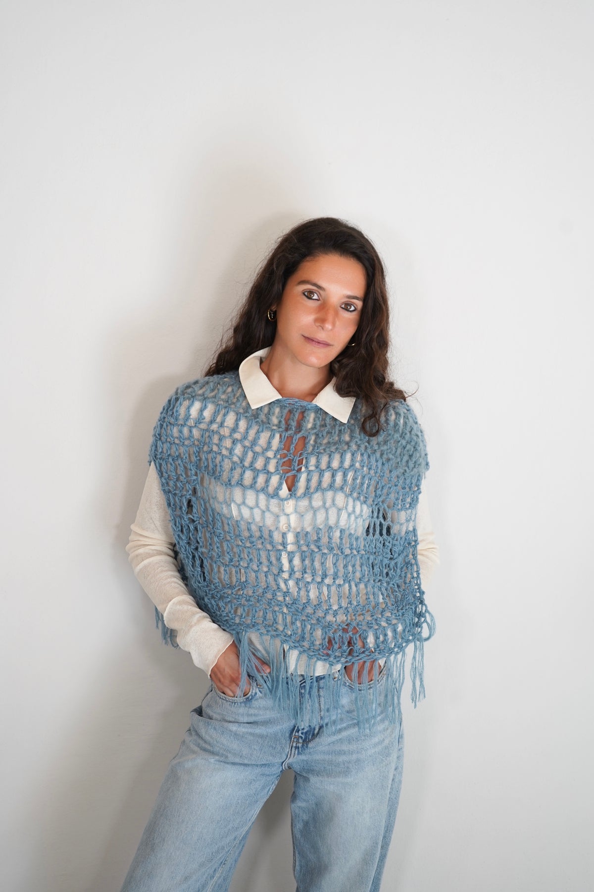 Poncho Nuvola  azzurro polvere